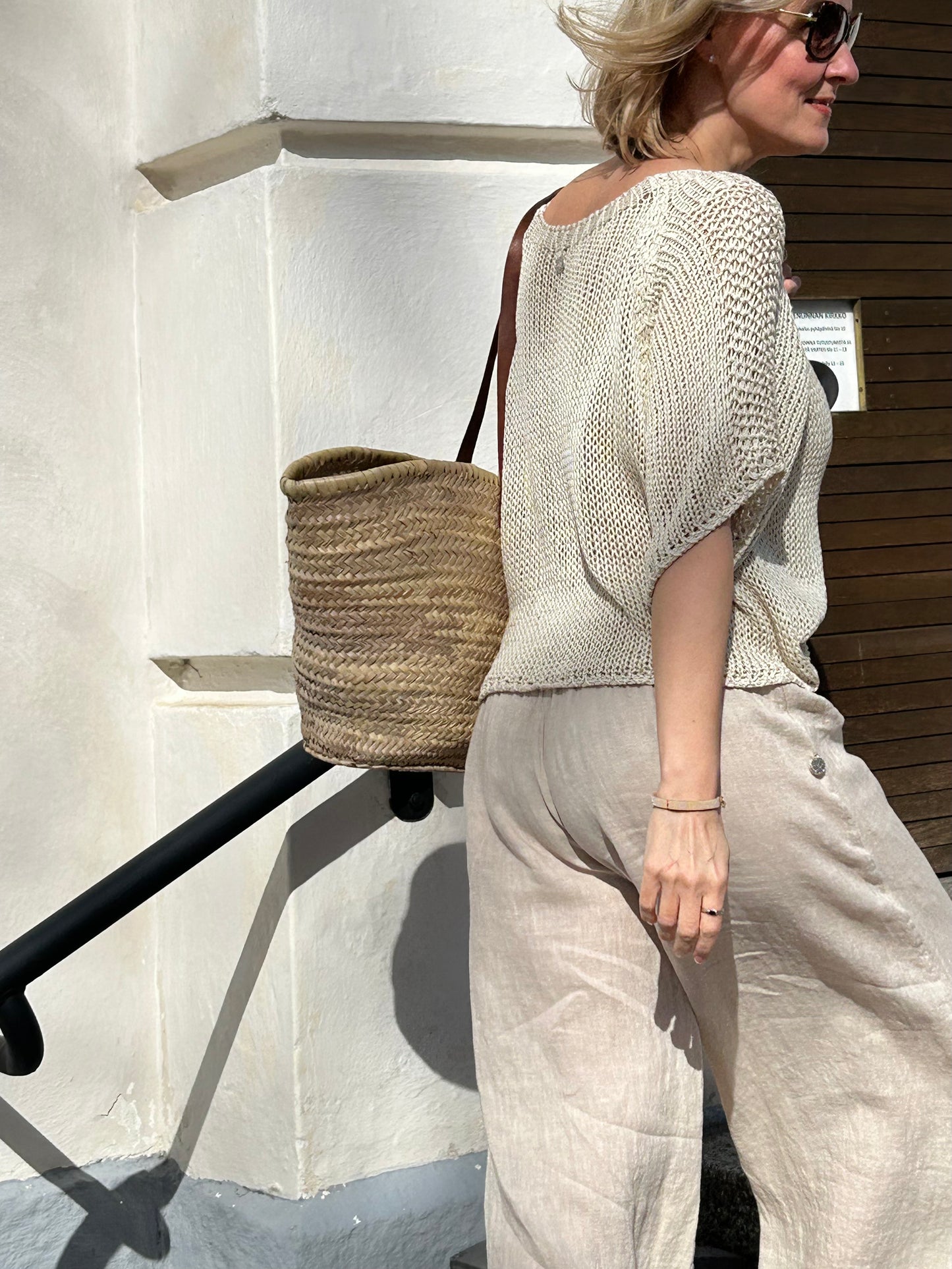 Zoe -fishnet shirt, light beige