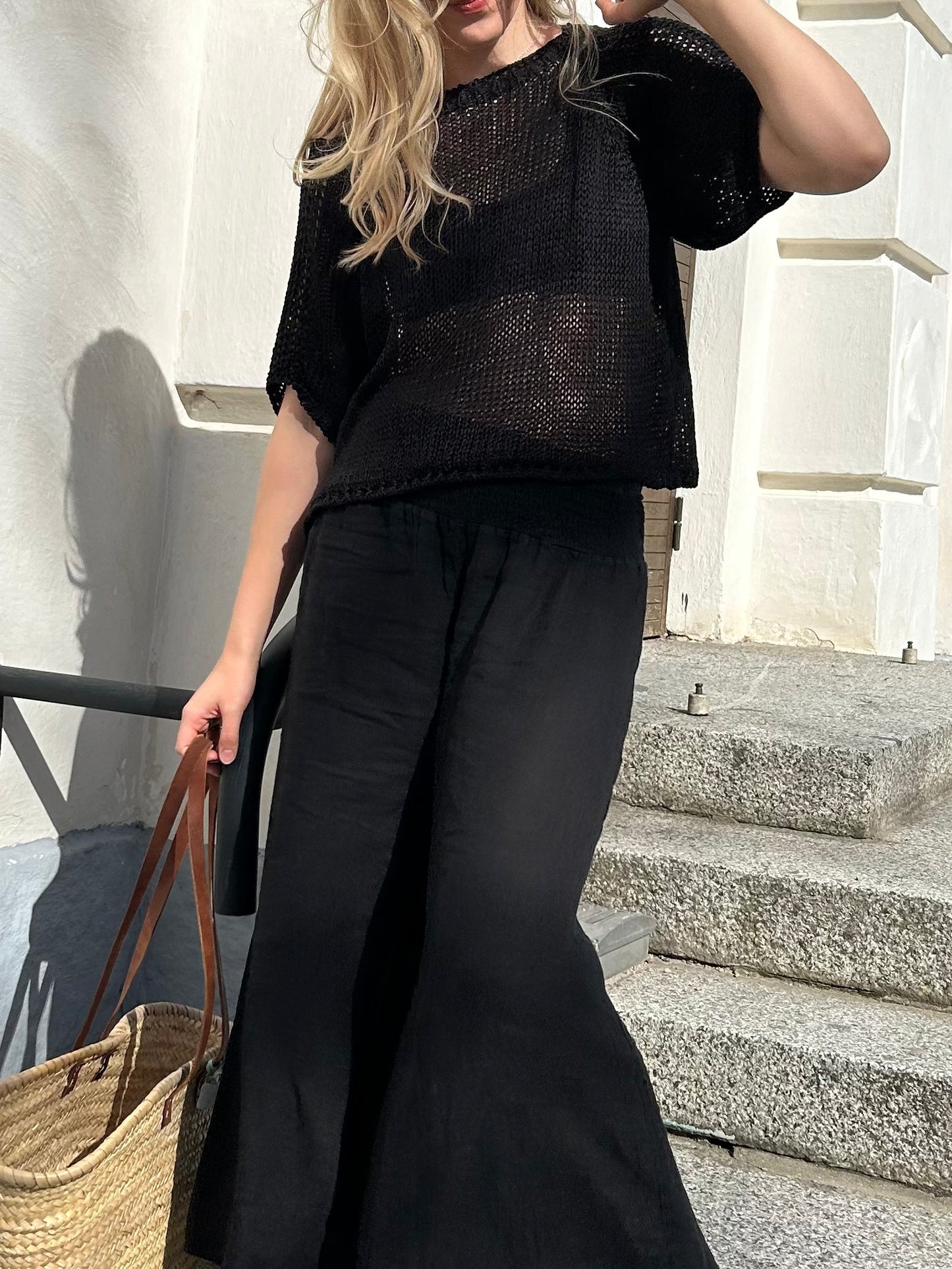 Zoe -fishnet shirt, black