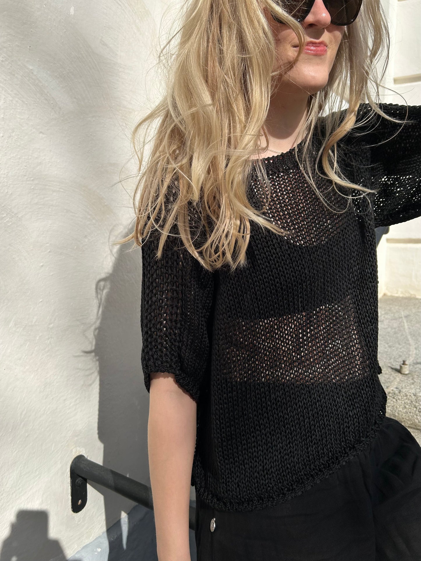 Zoe -fishnet shirt, black